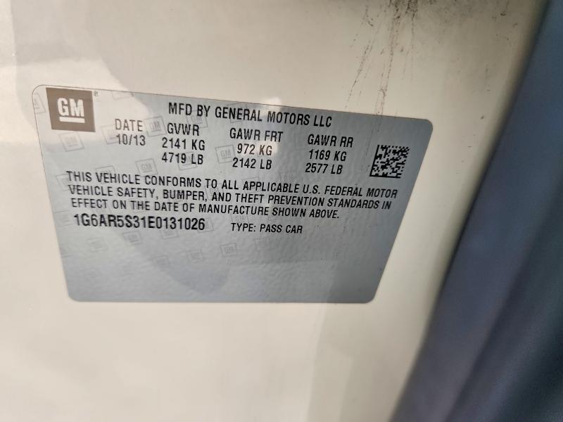 77289175 :رقم المزاد ، 1G6AR5S31E0131026 vin ، 2014 Cadillac Cts مزاد بيع