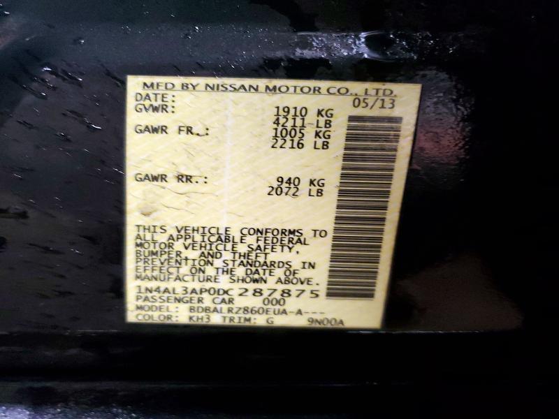 Продажа на аукционе авто 2013 Nissan Altima, vin: 1N4AL3AP0DC287875, номер лота: 78351195