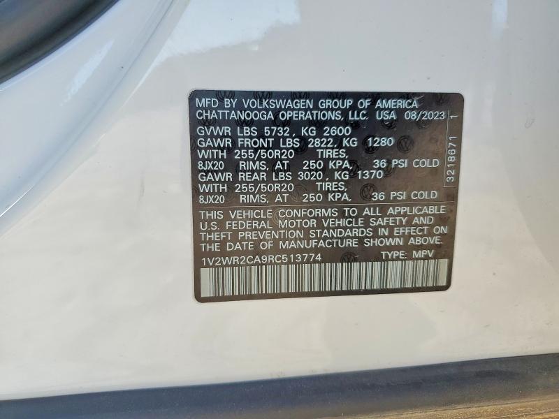 78816185 :رقم المزاد ، 1V2WR2CA9RC513774 vin ، 2024 Volkswagen Atlas مزاد بيع