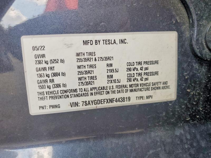 Продаж на аукціоні авто 2022 Tesla Model Y, vin: 7SAYGDEFXNF443819, номер лоту: 78883575