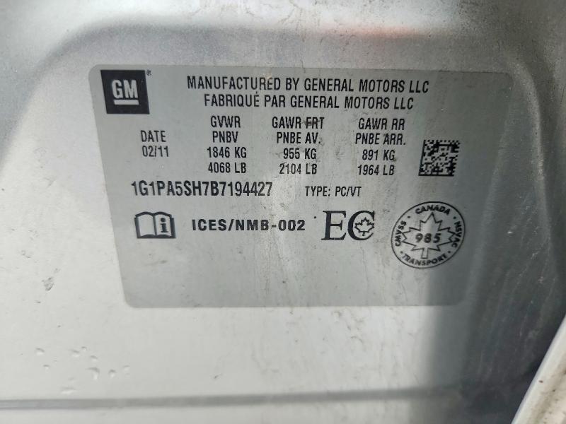 Продаж на аукціоні авто 2011 Chevrolet Cruze Ls, vin: 1G1PA5SH7B7194427, номер лоту: 75241075