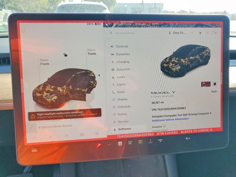 Продажа на аукционе авто 2024 Tesla Model Y, vin: 7SAYGDED5RA305963, номер лота: 78495895