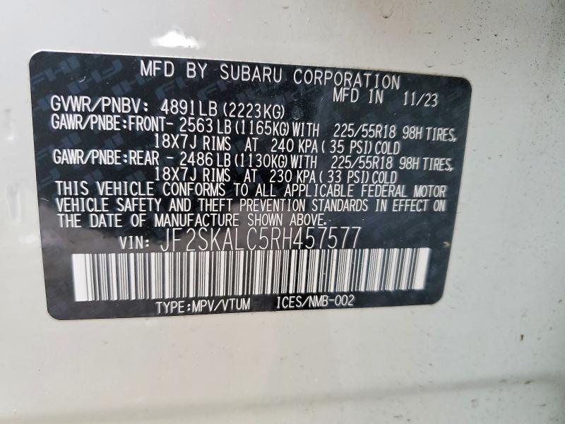 Продажа на аукционе авто 2024 Subaru Forester, vin: JF2SKALC5RH457577, номер лота: 74598965