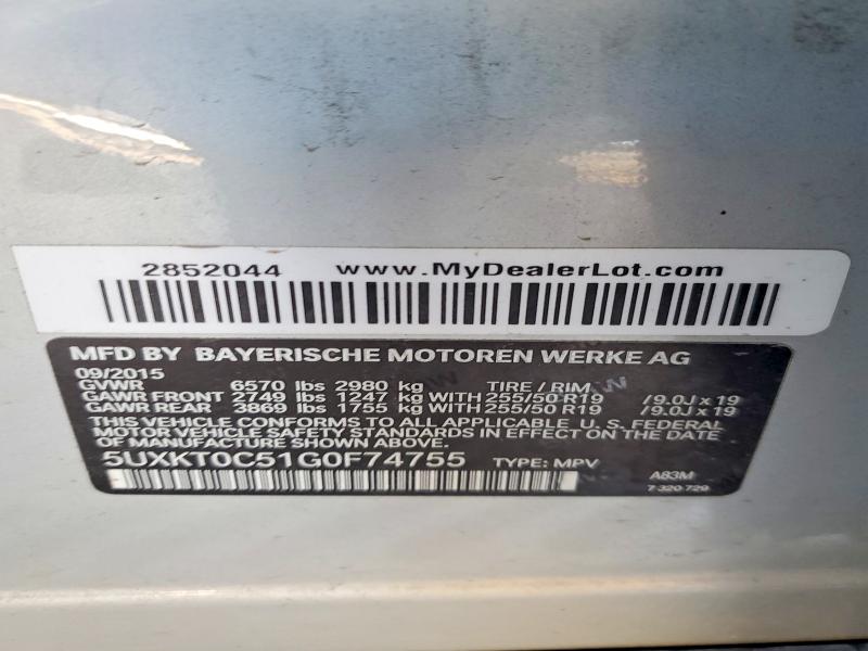 Aukcja sprzedaży 2016 Bmw X5, vin: 5UXKT0C51G0F74755, numer aukcji: 77367395