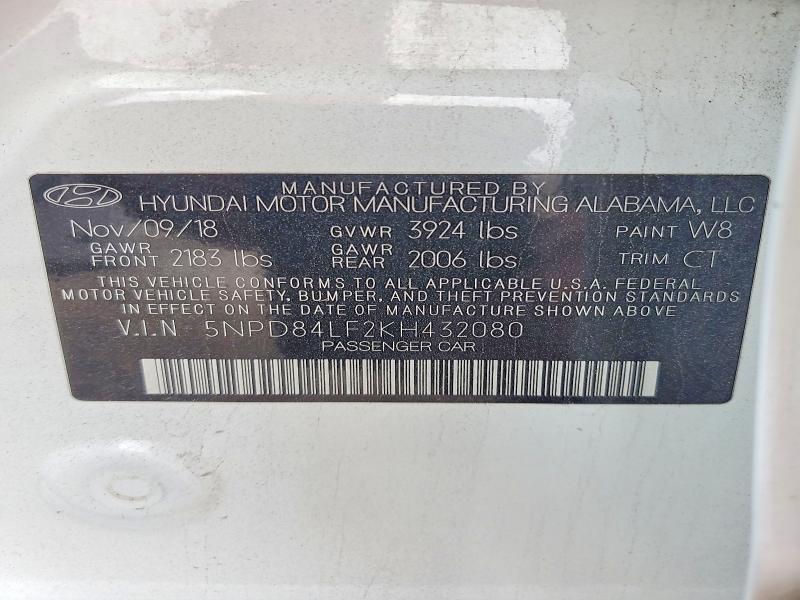 Auction sale of the 2019 Hyundai Elantra, vin: 5NPD84LF2KH432080, lot number: 77525315