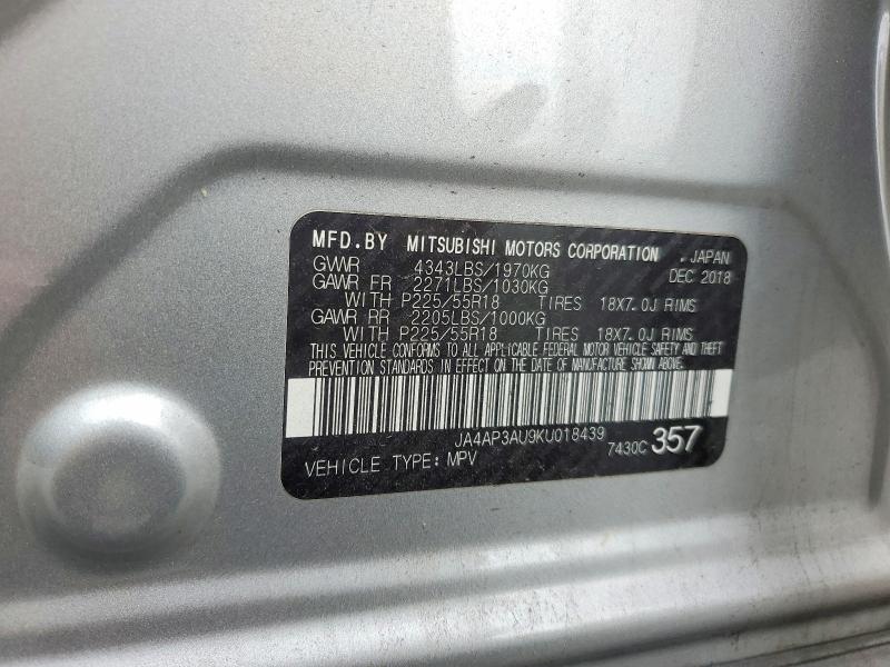 Продаж на аукціоні авто 2019 Mitsubishi Outlander Sport, vin: JA4AP3AU9KU018439, номер лоту: 78952765