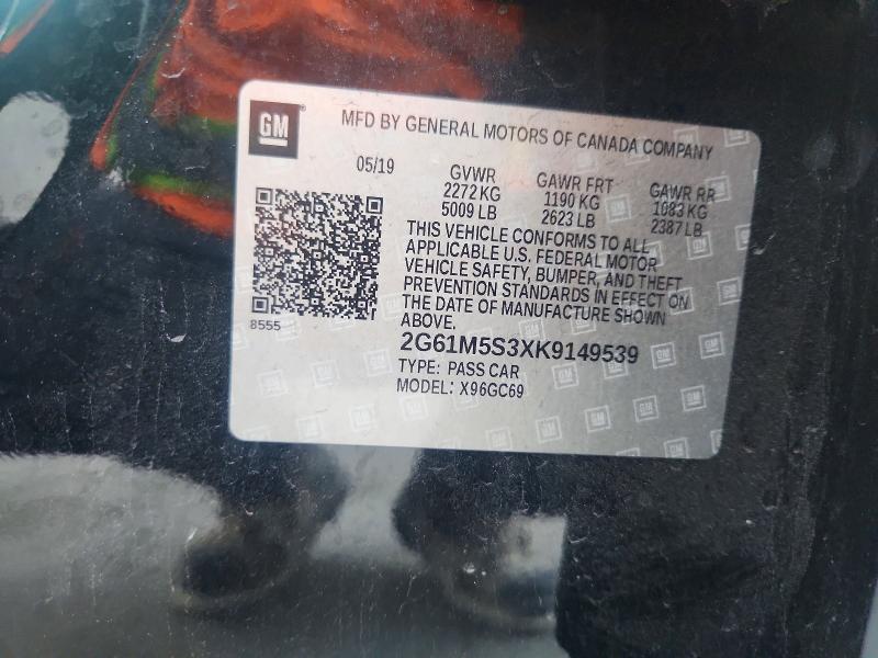 76188505 :رقم المزاد ، 2G61M5S3XK9149539 vin ، 2019 Cadillac Xts مزاد بيع