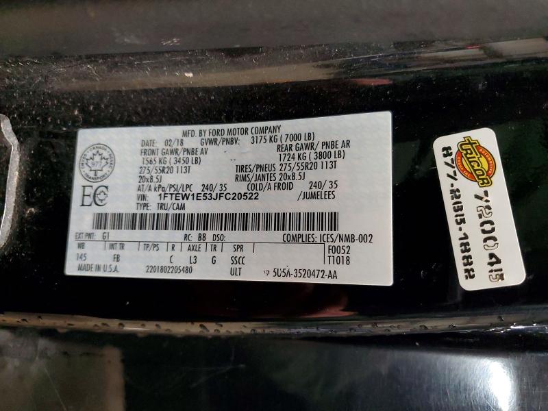 Продажа на аукционе авто 2018 Ford F150 Super, vin: 1FTEW1E53JFC20522, номер лота: 76183795