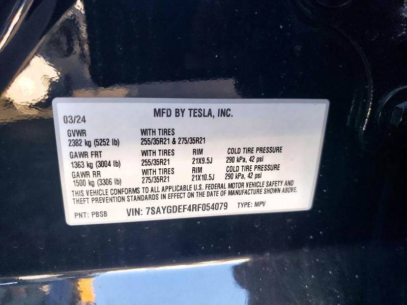 Aukcja sprzedaży 2024 Tesla Model Y, vin: 7SAYGDEF4RF054079, numer aukcji: 75030665