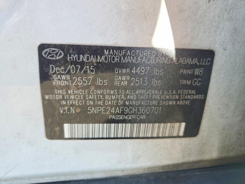 Aukcja sprzedaży 2016 Hyundai Sonata Se, vin: 5NPE24AF9GH360701, numer aukcji: 76219895