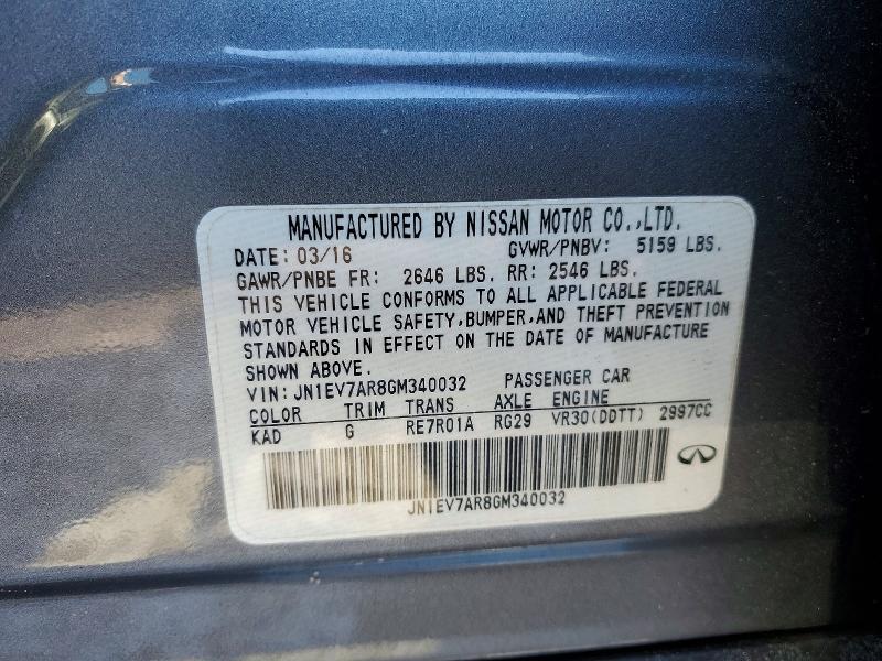 75012275 :رقم المزاد ، JN1EV7AR8GM340032 vin ، 2016 Infiniti Q50 مزاد بيع