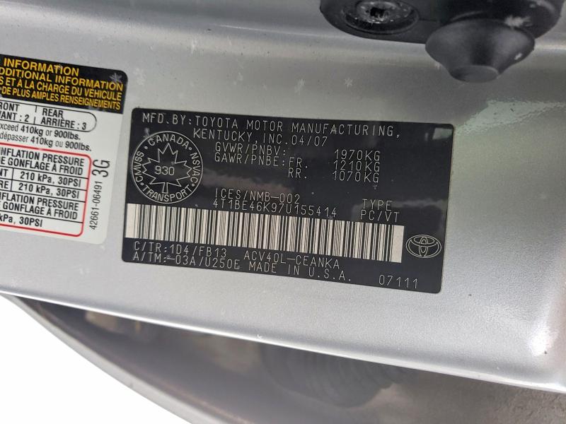 75562395 :رقم المزاد ، 4T1BE46K97U155414 vin ، 2007 Toyota Camry مزاد بيع