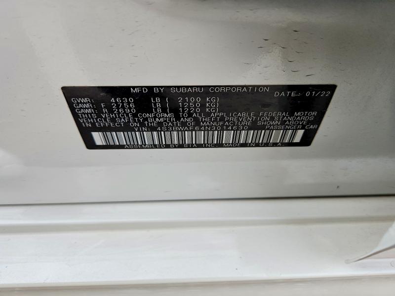 Продаж на аукціоні авто 2022 Subaru Legacy, vin: 4S3BWAF64N3014630, номер лоту: 78673205
