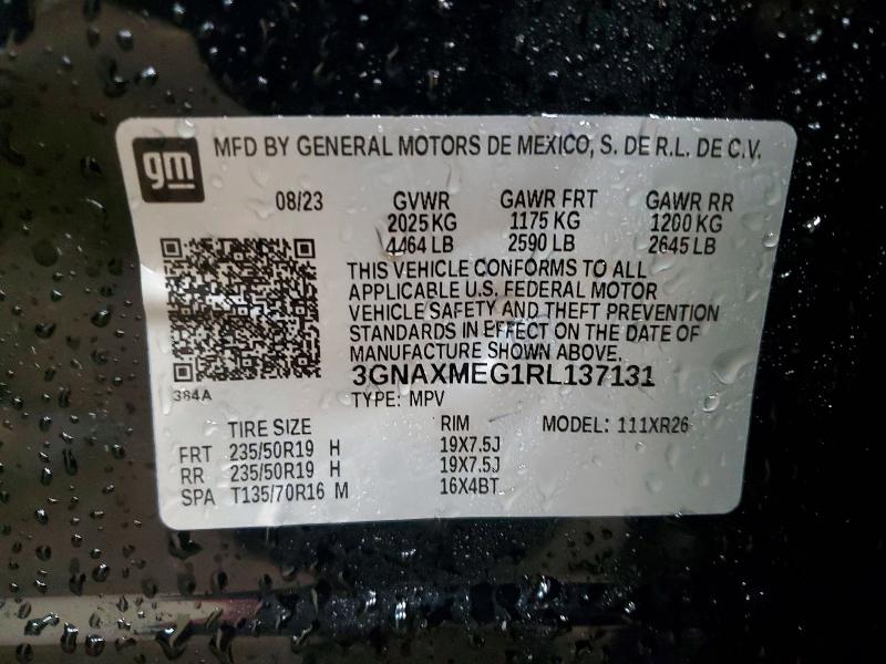 Aukcja sprzedaży 2024 Chevrolet Equinox, vin: 3GNAXMEG1RL137131, numer aukcji: 79088165