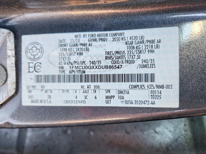 74574575 :رقم المزاد ، 1FMCU0GXXDUB86547 vin ، 2013 Ford Escape مزاد بيع