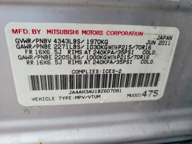 76951915 :رقم المزاد ، JA4AH3AU1BZ607081 vin ، 2011 Mitsubishi Rvr مزاد بيع