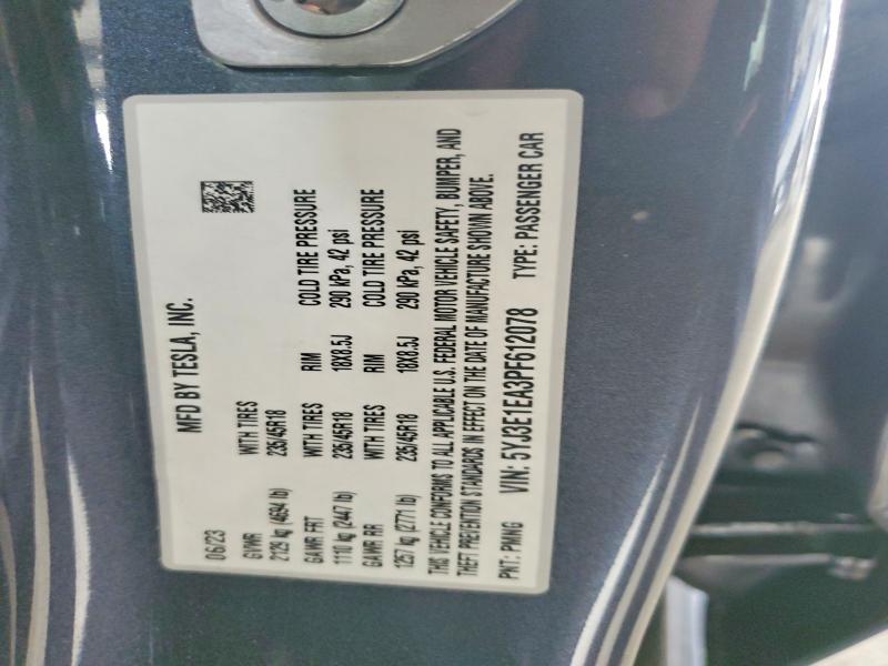 Aukcja sprzedaży 2023 Tesla Model 3, vin: 5YJ3E1EA3PF612078, numer aukcji: 78880045