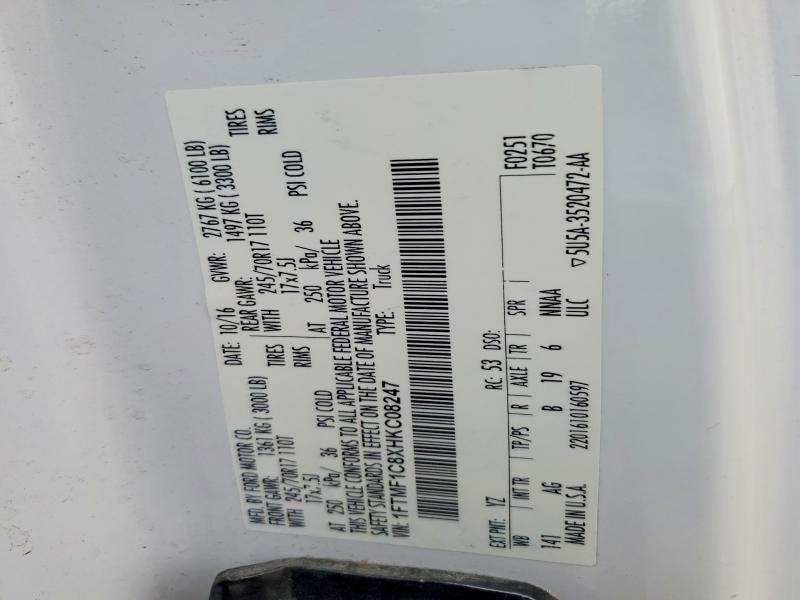 2017 Ford F150 მანქანა იყიდება აუქციონზე, vin: 1FTMF1C8XHKC08247, აუქციონის ნომერი: 77993395