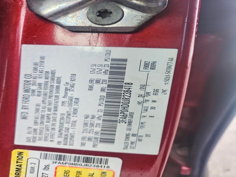 Продаж на аукціоні авто 2018 Ford Fusion Se, vin: 3FA6P0HD0JR238418, номер лоту: 76853325