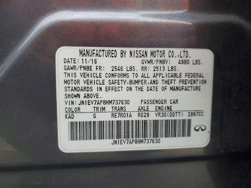 Продажа на аукционе авто 2017 Infiniti Q50, vin: JN1EV7AP8HM737630, номер лота: 75708235