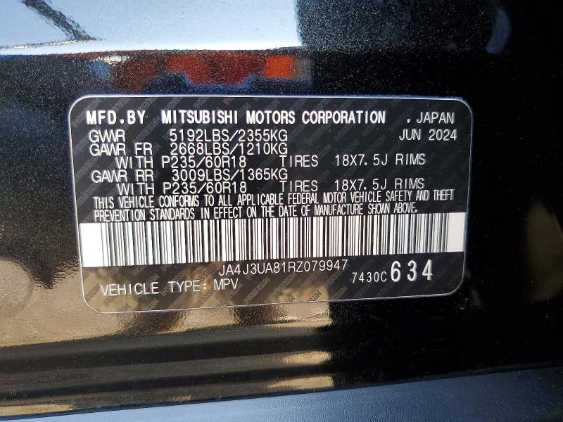 Продаж на аукціоні авто 2024 Mitsubishi Outlander, vin: JA4J3UA81RZ079947, номер лоту: 77182095