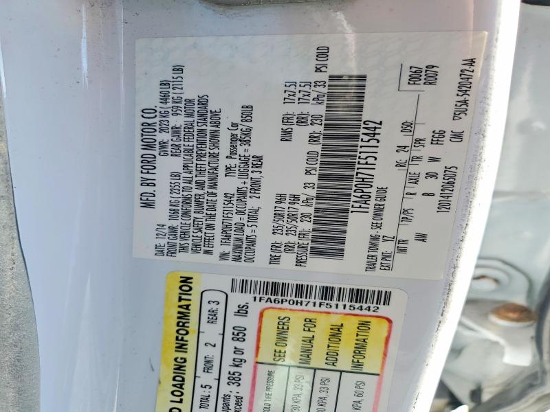 2015 Ford Fusion მანქანა იყიდება აუქციონზე, vin: 1FA6P0H71F5115442, აუქციონის ნომერი: 77687045