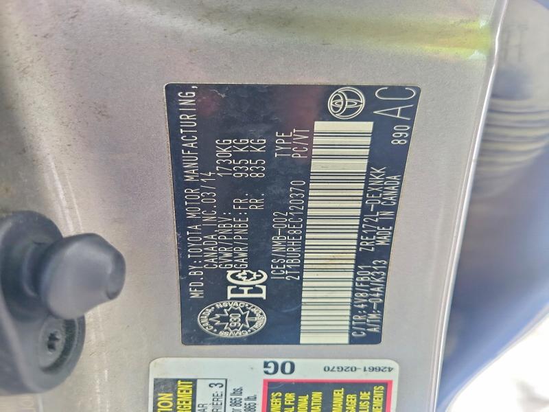 Продаж на аукціоні авто 2014 Toyota Corolla L, vin: 2T1BURHE8EC120370, номер лоту: 77283915