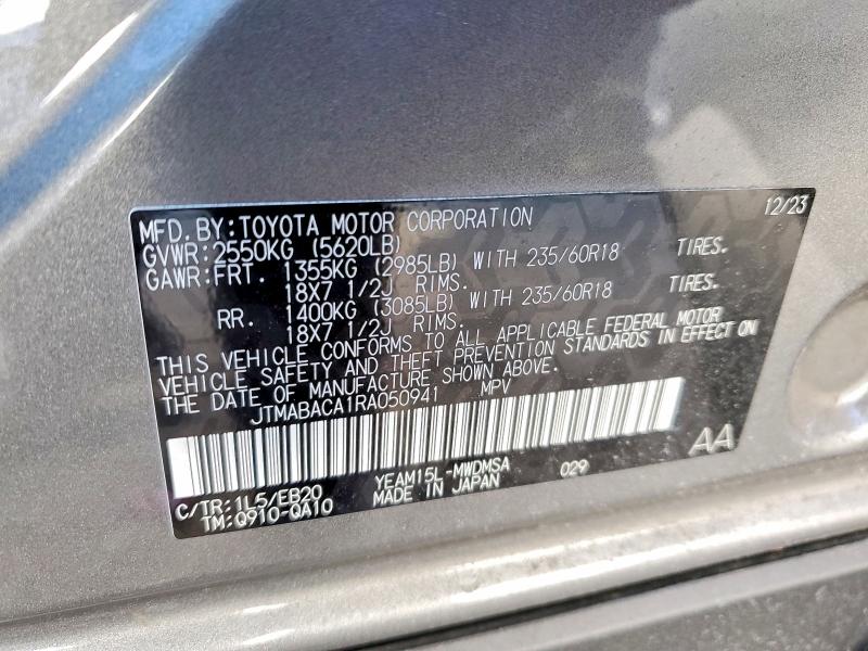 Aukcja sprzedaży 2024 Toyota Bz4x, vin: JTMABACA1RA050941, numer aukcji: 75433865