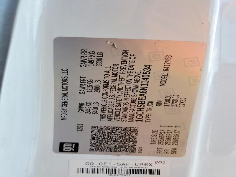 Aukcja sprzedaży 2022 Chevrolet Colorado, vin: 1GCHSBEA6N1140534, numer aukcji: 77437685