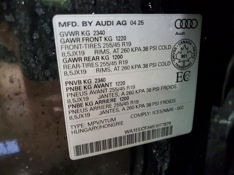 Продаж на аукціоні авто 2025 Audi Q3, vin: WA1EECF34S1077679, номер лоту: 78595975