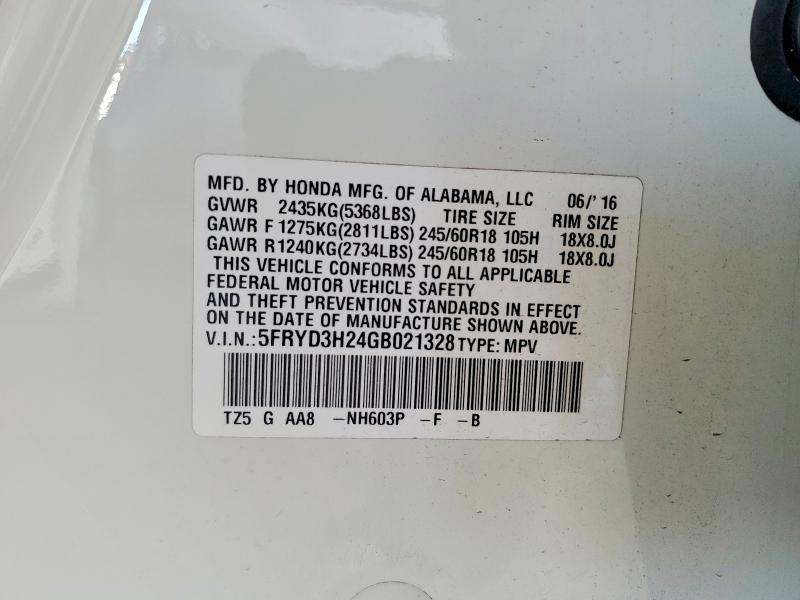 79287755 :رقم المزاد ، 5FRYD3H24GB021328 vin ، 2016 Acura Mdx مزاد بيع
