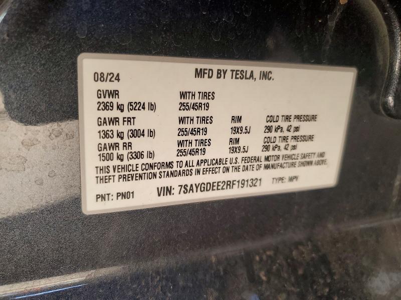 Aukcja sprzedaży 2024 Tesla Model Y, vin: 7SAYGDEE2RF191321, numer aukcji: 76668505