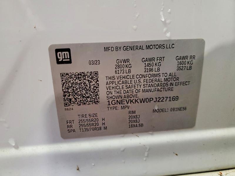 78787575 :رقم المزاد ، 1GNEVKKW0PJ227169 vin ، 2023 Chev Traverse مزاد بيع
