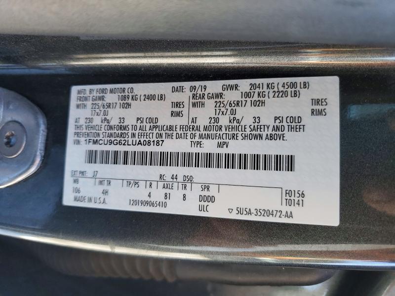 Aukcja sprzedaży 2020 Ford Escape, vin: 1FMCU9G62LUA08187, numer aukcji: 79015915
