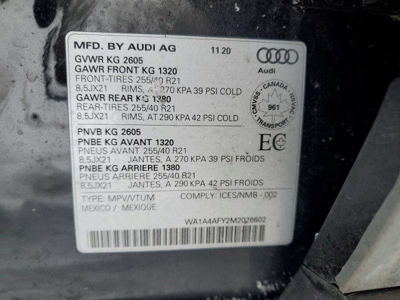 Aukcja sprzedaży 2021 Audi Sq5, vin: WA1A4AFY2M2026602, numer aukcji: 75312905