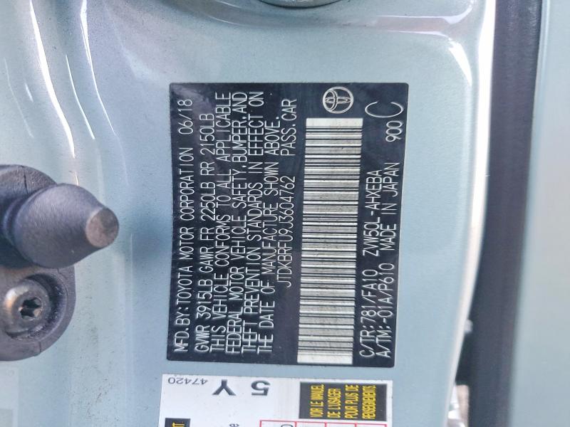 77577645 :رقم المزاد ، JTDKBRFU9J3604762 vin ، 2018 Toyota Prius مزاد بيع