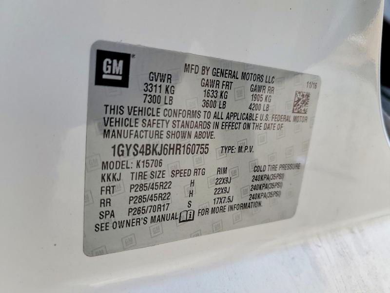 Продаж на аукціоні авто 2017 Cadillac Escalade, vin: 1GYS4BKJ6HR160755, номер лоту: 76478455