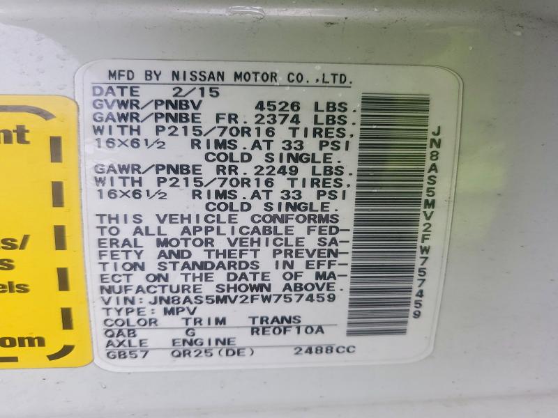 Продажа на аукционе авто 2015 Nissan Rogue, vin: JN8AS5MV2FW757459, номер лота: 78032015