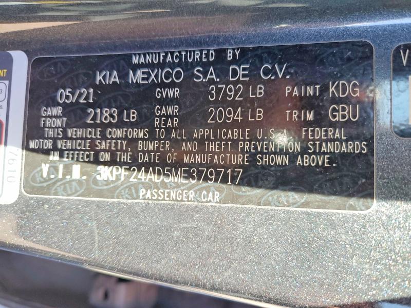 Aukcja sprzedaży 2021 Kia Forte, vin: 3KPF24AD5ME379717, numer aukcji: 78425035
