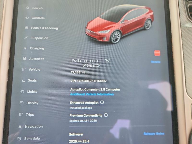 Продажа на аукционе авто 2018 Tesla Model X, vin: 5YJXCBE2XJF113002, номер лота: 76834625