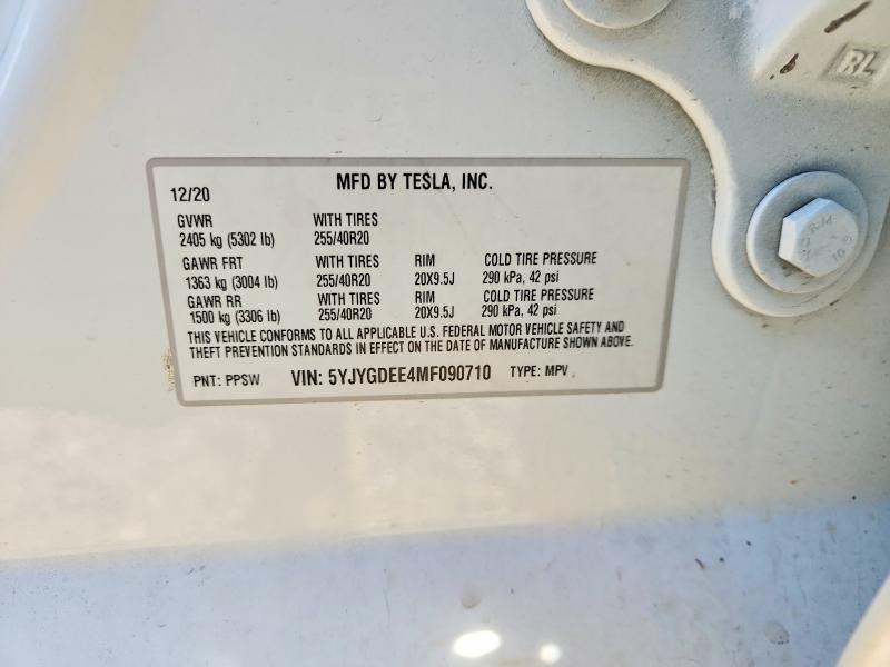 Продажа на аукционе авто 2021 Tesla Model Y, vin: 5YJYGDEE4MF090710, номер лота: 77473945