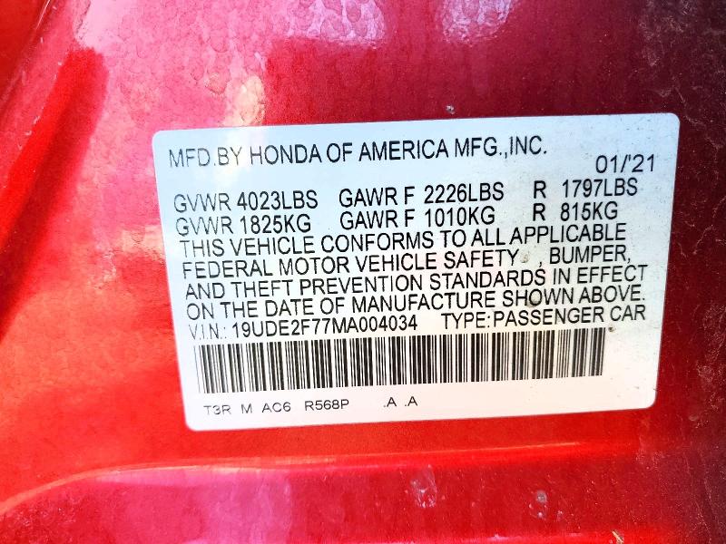 Продажа на аукционе авто 2021 Acura Ilx, vin: 19UDE2F77MA004034, номер лота: 77950915