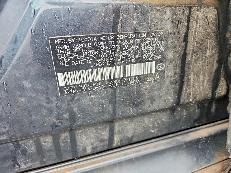 76321285 :رقم المزاد ، JTHBK1EG0A2345788 vin ، 2010 Lexus Es مزاد بيع