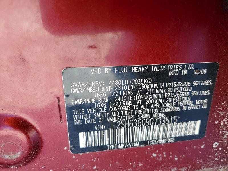 Aukcja sprzedaży 2009 Subaru Forester, vin: JF2SH63609G733515, numer aukcji: 76157715