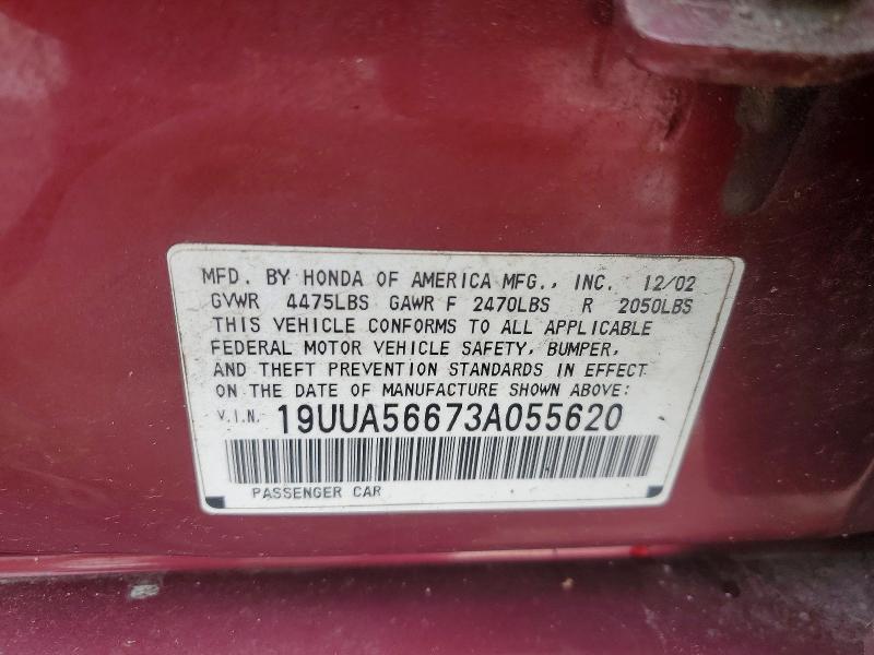 2003 Acura 3.2tl მანქანა იყიდება აუქციონზე, vin: 19UUA56673A055620, აუქციონის ნომერი: 76385515