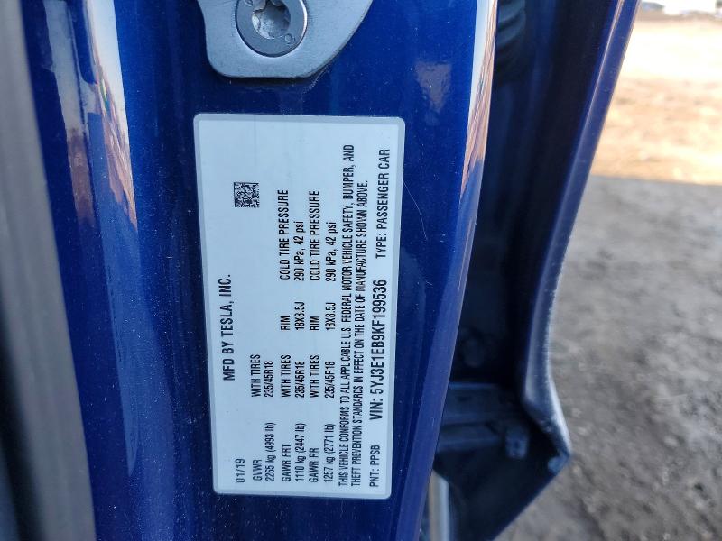 Продажа на аукционе авто 2019 Tesla Model 3, vin: 5YJ3E1EB9KF199536, номер лота: 76254395