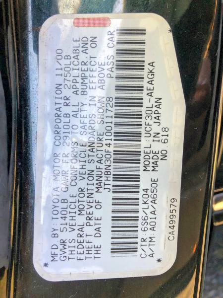 Продажа на аукционе авто 2001 Lexus Ls 430, vin: JTHBN30F410011728, номер лота: 79501045