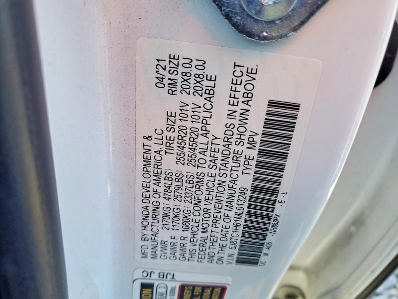 2021 Acura Rdx მანქანა იყიდება აუქციონზე, vin: 5J8TC1H61ML013249, აუქციონის ნომერი: 76416345