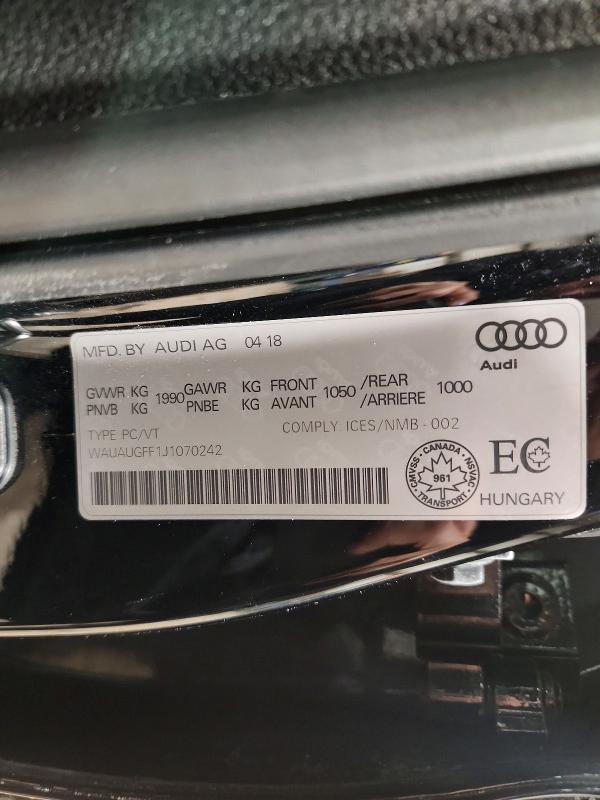 2018 Audi A3 მანქანა იყიდება აუქციონზე, vin: WAUAUGFF1J1070242, აუქციონის ნომერი: 76757725