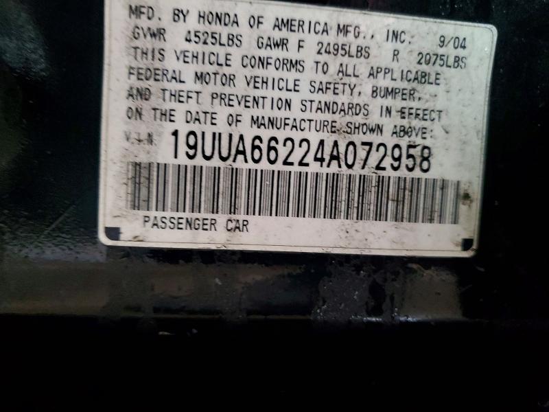Auction sale of the 2004 Acura Tl, vin: 19UUA66224A072958, lot number: 75363655